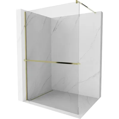 Obrázek produktu pro Mexen Kioto+ sprchová zástěna s poličkou a kolejnicí 80 x 200 cm, Průhledné 8 mm, Zlatá - 800-080-121-50-00