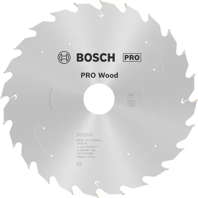 Productafbeelding van BOSCH 2608837708 BOSCH PRO Wood Kreissägeblatt 190,0 mm, 24 Zähne