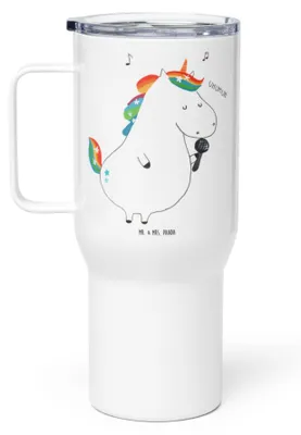Produktbild von Mr. & Mrs. Panda Teetasse Einhorn Sänger - Weiß - Geschenk, Geburtstag, To-Go-Becher, Unicorn, thermosbecher, Thermobecher, Party, Kaffee-to-go-Becher, Disco, Teebecher