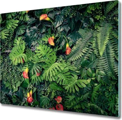 Produktbild von Glas Herdabdeckplatte 60x52 cm Spritzschutz Glasabdeckplatte Schneidebrett Exotischer Dschungel