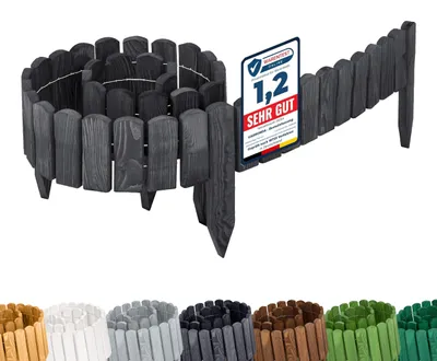 Produktbild von Garronda Rasenkante Holz Beeteimfassung imprägniert 200 cm x 10 cm Flexibler Rollborder Zaun für Garten GD-0107 (Graphite, Höhe: 10 cm)