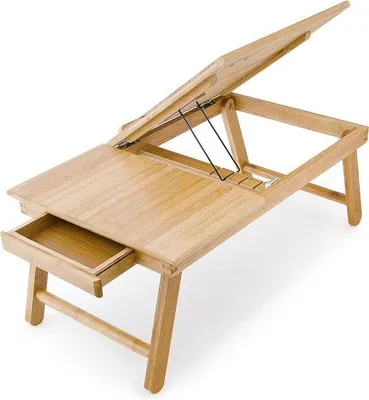 Zdjęcie produktu dla Biurko bambusowe z regulacją wysokości, 24 x 55 x 33 cm, na laptopa
