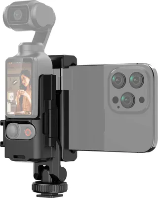 Produktbild von Multifunktionale Kamerahalterung mit Telefonhalter, 3 Blitzschuhhalterungen, Stativ-Telefonhalterung als Ersatz fuer DJI Osmo Pocket 3, iPhone 15/14/13, Vlog-Live-Streaming-Videoaufzeichnung