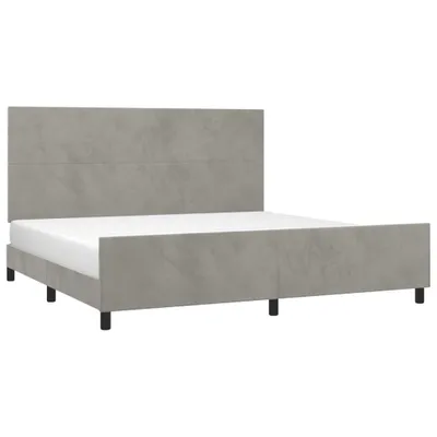 Zdjęcie produktu dla Rama łóżka bez materaca, jasnoszara, 200x200 cm, aksamitna