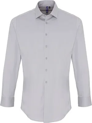 Immagine prodotto di Premier Workwear Uomo Camicia in cotone a maniche lunghe in popeline stretch fit