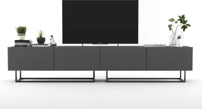 Produktbild von 2 Stk TV-Schrank 2 x Enjoy TV Schwarze Metall Fußgestell Modern Lindner Möbel 240cm x 46cm x 35cm Farbe: Graphit matt - Graphit matt