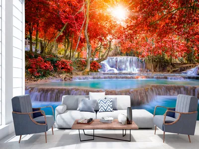 Produktbild von Vlies Fototapete Wasserfall 400x280 cm Tapeten Wandtapete XXL Wald Landschaft Natur Bäume c-B-0120-a-a