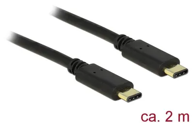 Produktbild von DeLOCK 2m, 2xUSB2.0-C, 2 m, USB C, USB C, USB 2.0, Männlich/Männlich, Schwarz