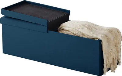 Produktbild von Theo&Cleo Sitzbank mit Stauraum Sitzhocker Faltbar Truhen, Deckel Abnehmbar  (Marineblau)