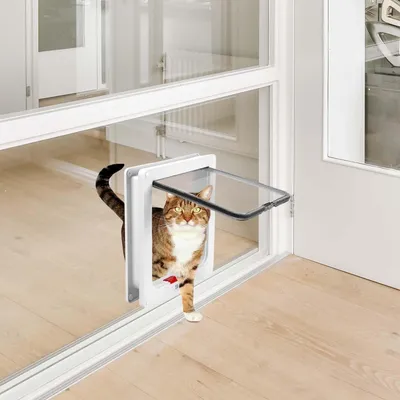 Produktbild von Große Katzen- und Hundetür mit 4-Wege-Verriegelung - Wetterfeste Katzenklappe für Innen und Außen