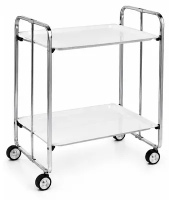 Produktbild von DON HIERRO - Klappbarer Servierwagen BAUHAUS mit Rollen – Metallgestell verchromt, 2 Ebenen, 4 Positionen