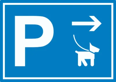Produktbild von Hundeparkplatz Aufkleber mit Richtungspfeil rechts waagerecht A8 (52x74mm)