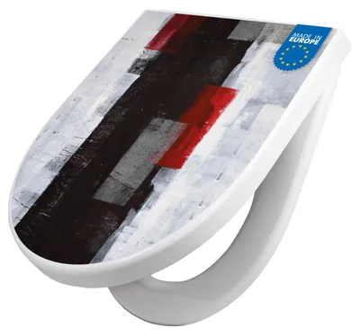 Produktbild von WC Sitz mit Absenkautomatik D Form Motiv Abstrakt Rot [TDW3 11556]