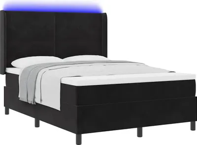 Immagine prodotto di Letto a molle con strisce LED Nero 140 x 190 cm Velluto
