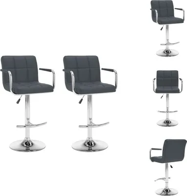 Zdjęcie produktu dla vidaXL Stołek barowy 2 szt. Szara imitacja skóry  - Stołek barowy