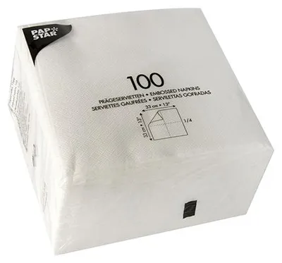 Produktbild von 14400x Servietten, weiss 1-lagig 1/4-Falz 33 x 33 cm