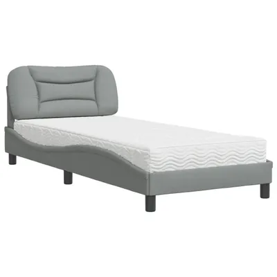 Produktbild von Bett mit Matratze "Hvar" Hellgrau 90x190 cm Stoff
