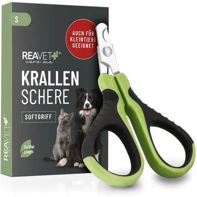 Produktbild von REAVET Kleine Krallenschere für Katzen, kleine Hunde, Welpen & Kleintiere - Ideal für eng anliegende Krallen - Handlich, leicht und stabil