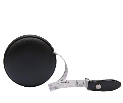 Leder-Maßband 150 cm, einziehbar, schwarz