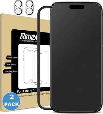 Immagine prodotto di Mothca Pellicola protettiva opaca iPhone 16 6.1 pollici 2X Proteggi schermo opaco 9H 2X Fotocamera Protettore Anti-impronta