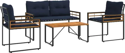 Immagine prodotto di vidaXL Set di mobili da giardino con cuscini 4 pezzi blu navy