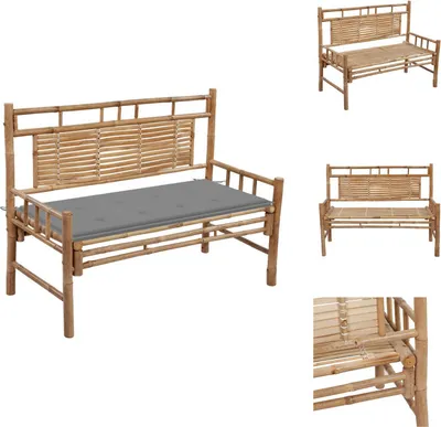 Zdjęcie produktu dla vidaXL Ławka ogrodowa z poduszką 120 cm bambus - Ławki ogrodowe