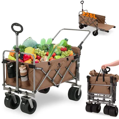 Image de Chariot pliables, avec grandes roues, capacité de charge de 120 kg, idéal pour le jardin et le camping