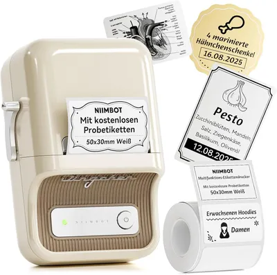 Image de Imprimante d'étiquettes Bluetooth portable, autocollante, pour codes-barres et étiquettes de prix ; idéale pour le bureau, le commerce de détail et la maison ; contrôlée par application
