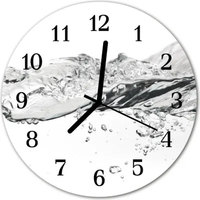 Produktbild von Glasuhr Wanduhr Küchenuhr Echt-Glas 30fi cm Wasser grau
