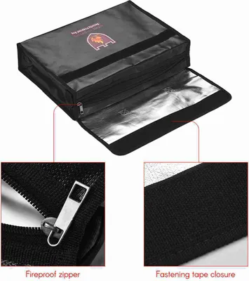 Image de Sac à dossiers ignifugé résistant aux températures élevées Sac à documents portable résistant à l'eau Noir pour la maison et le bureau