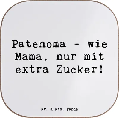 Produktbild von Mr. & Mrs. Panda untersetzer personalisiert Patenoma Liebe - Weiß - Geschenk, Personalisierter Bierdeckel, Leckerbissen, Verwöhnen, Lächeln, Personalisierte, Großmutter