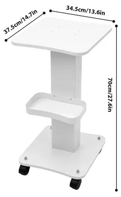Image de Salon de beauté - Chariot de service à 3 niveaux - Plateaux en bois, capacité de charge de 40 kg - Supports en acier - Roues pivotantes à 360° - Chariot de spa mobile, couleur blanche