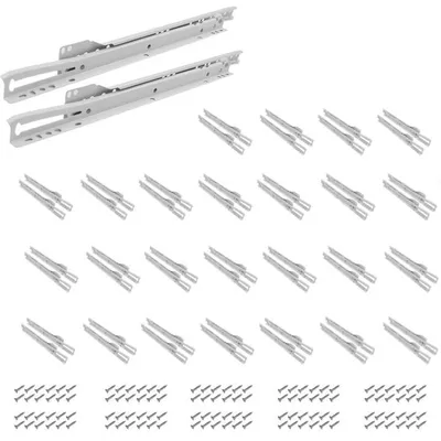 Image de YALION® 25 paires de glissières de tiroir 400 mm – coulisses à billes à sortie partielle en acier, rails de guidage 20 mm pour montage latéral, charge maximale 20 kg
