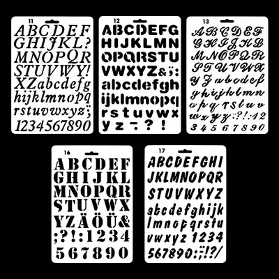 Produktbild von Buchstabenschablonen - 5 Stück Buchstaben- und Zahlenschablonen zum Malen - für DIY-Bastelarbeiten, Fotoalben und Scrapbooking