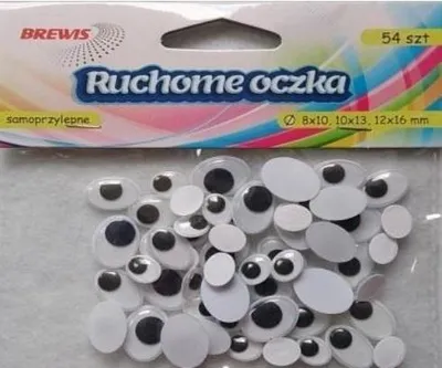 Zdjęcie produktu dla Owalne ruchome oczka do rękodzieła mix rozmiarów 54 sztuki