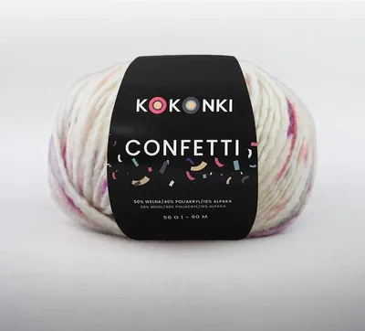 Produktbild von KOKONKI Confetti Wolle 01 – Farbfreude, Weichheit & Haltbarkeit, 90m pro Knäuel
