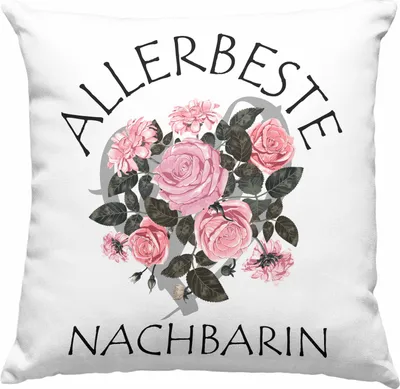 Produktbild von Trendation - Beste Nachbarin Deko-Kissen mit Füllung 40x40 Geschenk Geburtstag Freundin Lieblings Nachbarin Geschenkidee (Rosa)