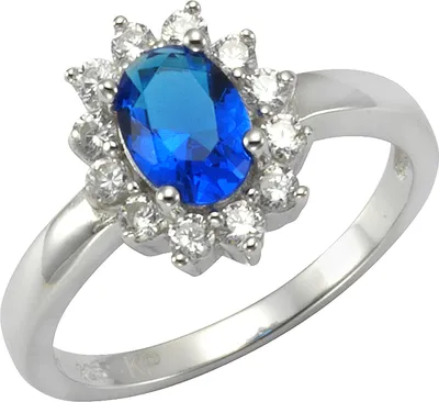 Produktbild von Zeeme Silber Ring 925/- Sterling Silber weiß 052 (16,6) Glasstein blau 025270001