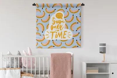 Produktbild von MuchoWow® Wandteppich Wandbehang Sommer - Banane - Gelb 90x90 cm Tapisserie Dekoration Wandtuch - Wandaufhänger