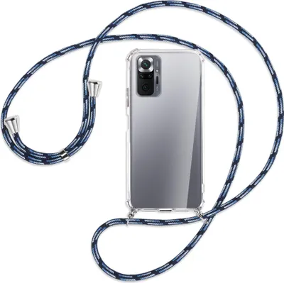 Produktbild von Handykette Backcover-Schutzhülle mit Band (Metall silberfarben) für Xiaomi Redmi Note 10 Pro / Pro Max - Blautöne