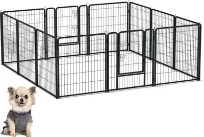 Image de YARDIN Parc pour chiots Enclos extérieur Parc pour chiots avec porte Parc pour chiens Enclos extérieur flexible et pliable pour chiens, chats, chiots et lapins (80 x 80 cm chacun, 12 pièces)