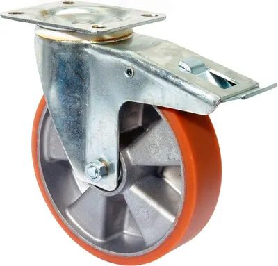 Produktbild von BS Rollen Lenkrolle Durchmesser 80mm Tragkraft 120kg mit Feststeller Guß-Polyurethanbandage - L420.B90.080