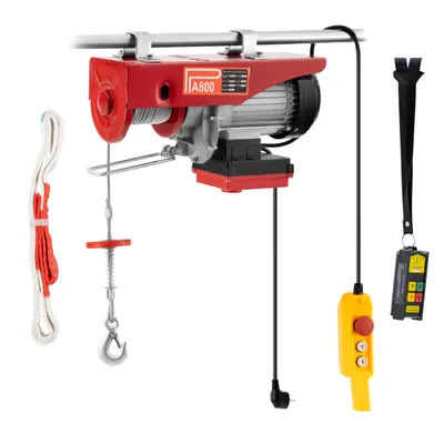 Produktbild von SEVICO Seilwinde Traglast 800 kg Hubgeschwindigkeit Kupfermotor verzinktes Stahldrahtseil elektrische Seilwinde + Fernbedienung 1350W 230V  12m V140