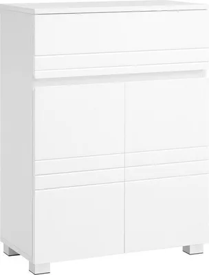 Image de Meuble de salle de bains 60 x 30 x 80 cm, blanc, avec tiroirs