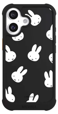 Produktbild von NIVOCASE Hülle für Apple iPhone 16  Stoßfeste Handyhülle NIVOmax Case Schwarz Muster transparent Miffy