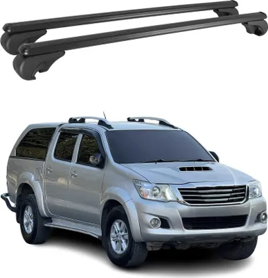 Image de Barres de toit Transversales pour Toyota Hilux 2010-2015 Aluminium Noir