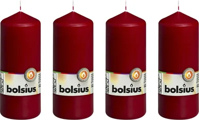 Immagine prodotto di set di 4 candele a colonna - Altezza 15 cm - Diametro 5,8 cm - Rosso antico