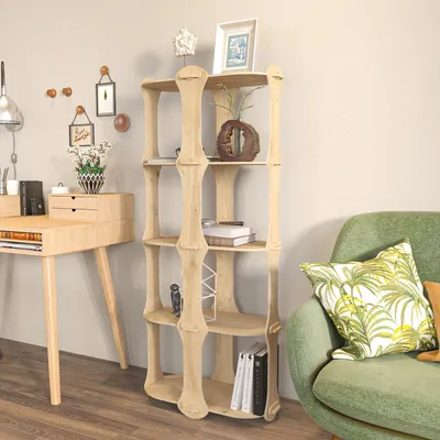 Produktbild von Skye Decor, Ayzi - Oak, Bücherregal, Eiche, 100 % MELAMINBESCHICHTETE SPANPLATTEN, 57,6 x 27 x 137,5 cm