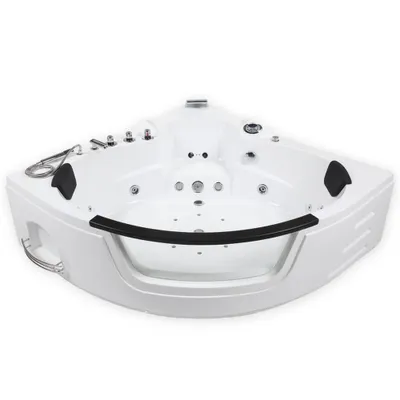 Produktbild von HOME DELUXE - Whirlpool - Laguna L - Weiß, Maße 157x157x65cm - inkl. Radio, Heizung und Lichttherapie I Eckwanne für 2 Personen, Indoor Badewanne