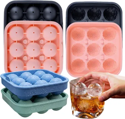 Produktbild von Fußballförmige Eiswürfelformen aus Silikon mit Rand – leicht zu entformen – flexible Silikon-Eiswürfelformen – perfekt für Partys – Getränke